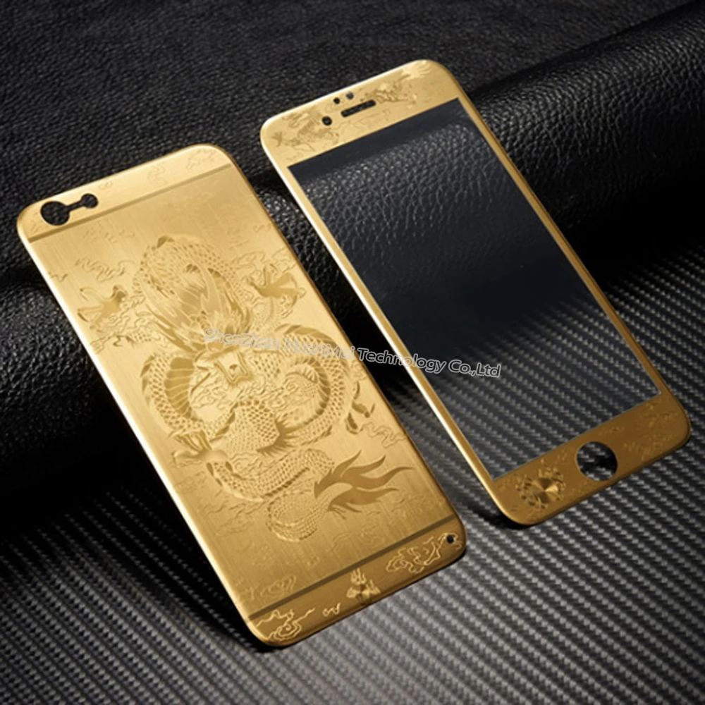 Для iphone 6 S Передняя + задняя золотая 3D углеродное волокно мягкая полноцветная