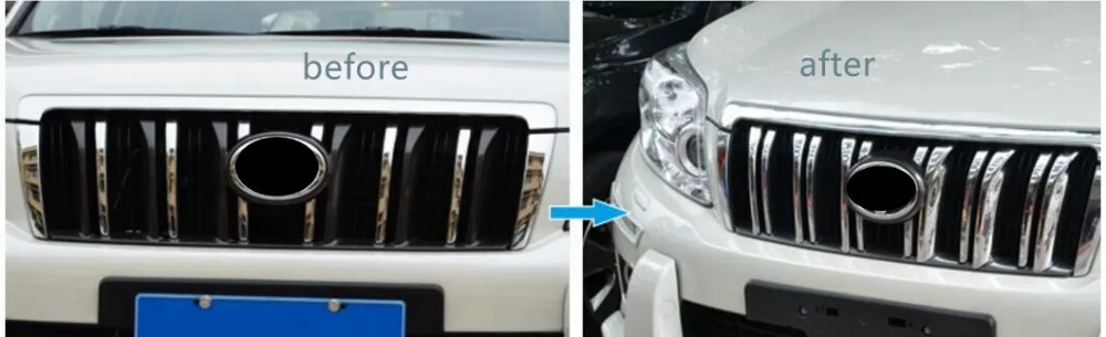 6 шт. ABS хромированный чехол на переднюю решетку наклейка раму для Toyota Land Cruiser FJ150