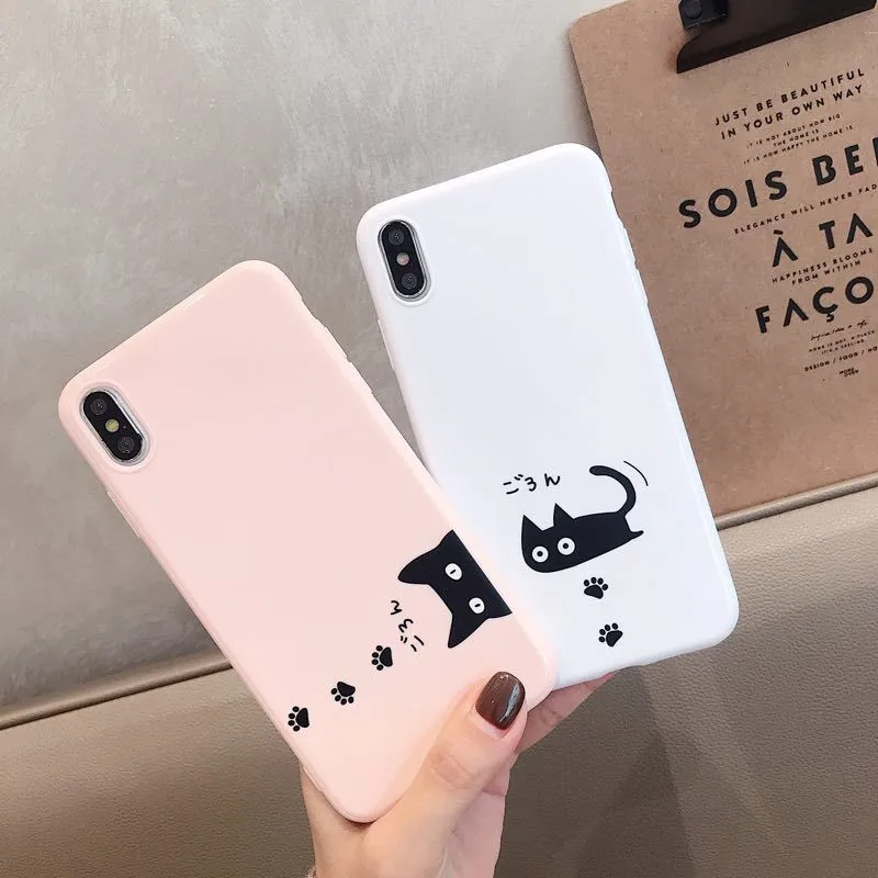 GYKZ милый чехол для телефона с рисунком кота iPhone 7 X XS MAX XR 6 6s 8 Plus Матовая Мягкая