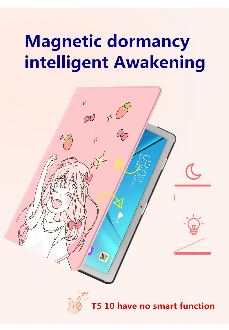 T5 10 умный откидной кожаный чехол с мультяшной девочкой персиком для huawei MediaPad M5 10 pro/M5 10,8 8," M5 Lite 10,1 чехол для планшета