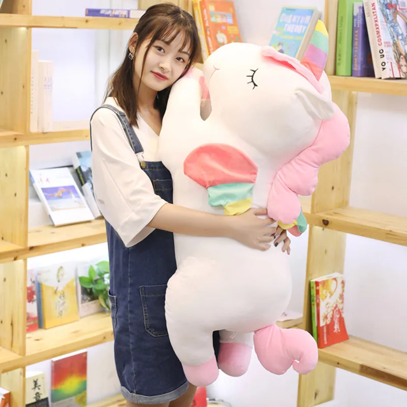 Огромный 80 см милый Единорог плюшевая игрушка набивные единороги животные