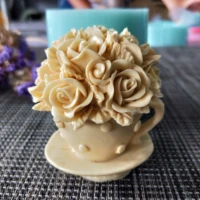 hc0120 flower rose cup silicone mold soap mould flower handmade soap making molds candle mold
