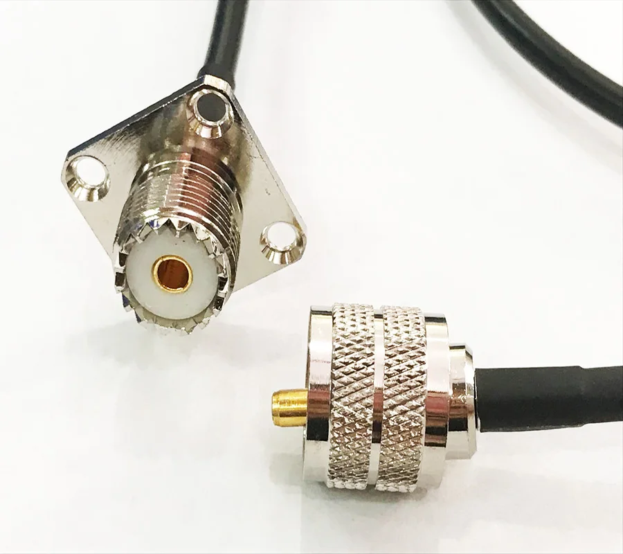 UHF PL259 штекер к гнездо SO239 фланец 4 отверстия Панельное крепление RG58 50 3