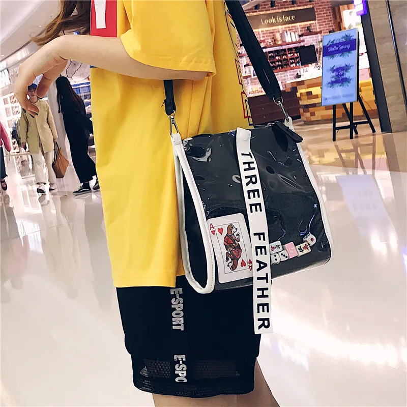 Уличные мини сумки Ulzzang из парусины с буквенным принтом и кисточками