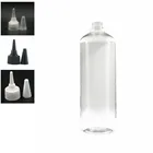 Пустая пластиковая бутылка 500 мл, прозрачная ПЭТ-бутылка с чернойбелойпрозрачной закрученной верхней крышкой s, верхняя крышка с заостренным горлом
