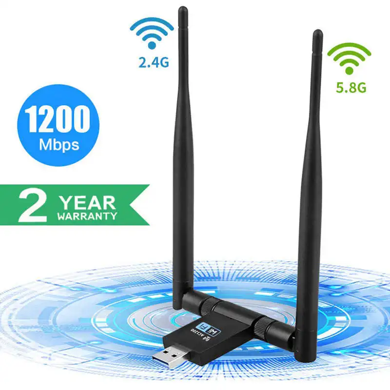 Беспроводной Usb Wifi адаптер 1200 Мбит/с двухдиапазонный 2 4 ГГц/300 5 ГГц/867 две антенны