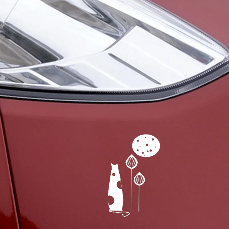 

YJZT 9.4CM*15CM VINYL DECAL CAT AND MOON ART DESIGN CAR STICKERS Black Silver C10-02383