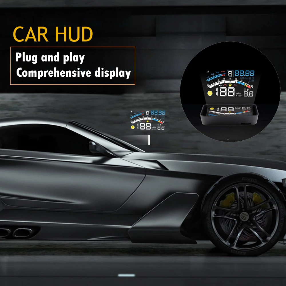 Onever 4E 5 &quotАвтомобильный OBD2 II EUOBD автомобильный HUD Дисплей с повышенной скоростью