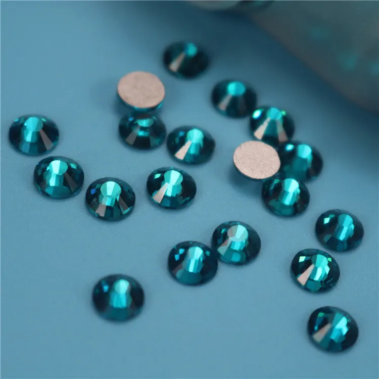 

1440pcs/lot Peacock Blue FlatBack Strass Nail art Rhinestone 3D Glass Round Crystal Stones For DIY Nails Decorations Charms