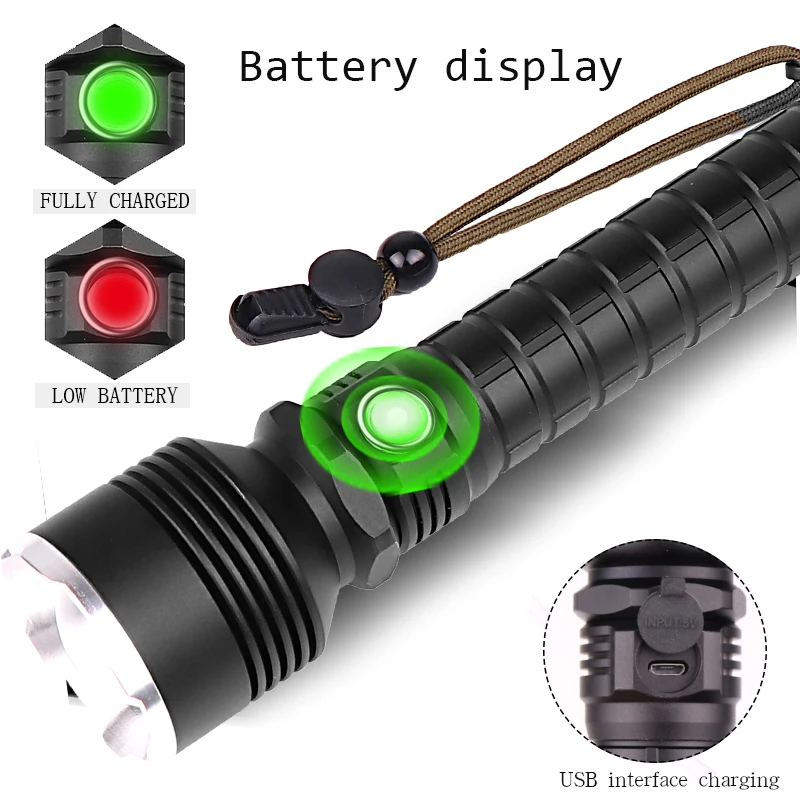 80000LM мощный светодиодный фонарик XHP70.2/XHP50 USB Зарядка зум фонарь lanter 26650/18650 батарея
