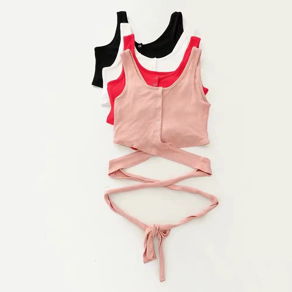 Sexy Women Long Strap Button Vest Crop Tops Tank T-Shirt cropped feminino Summer | Женская одежда