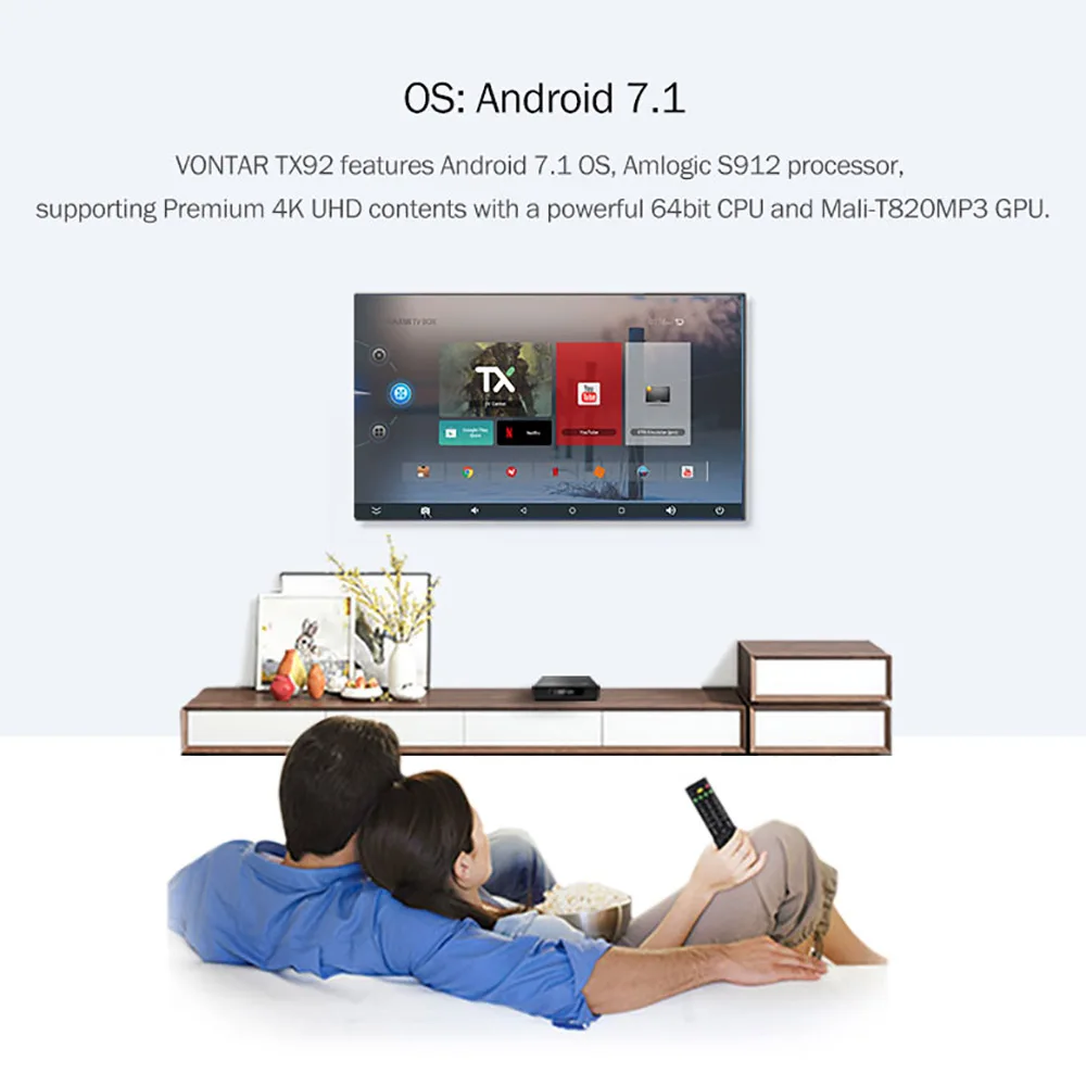 Оригинальный TX92 3 Гб/64 GB GB/32 Android 7 1 Smart ТВ Box Amlogic S912 Octa Core 2 4/5 ГГц Wi Fi 4 K H.265 Media Player