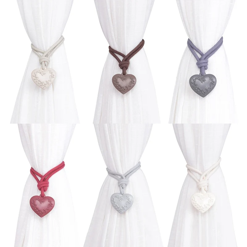 1Pcs Resin Heart Curtains Tie Back Holder Cotton Curtains Buckle Clips With Auspicious Clouds Home Curtain Strap Decoration