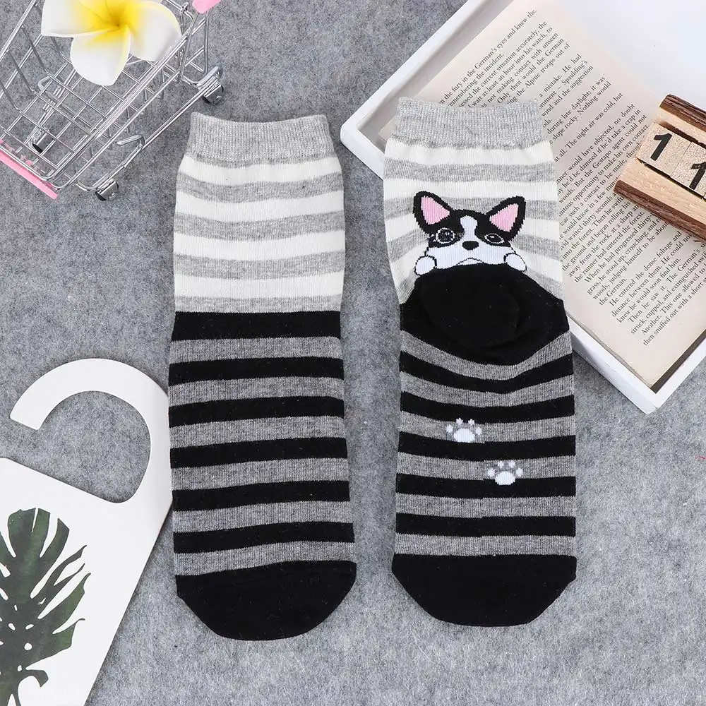 Модные женские хлопковые носки теплые короткие с забавным принтом щенка в стиле