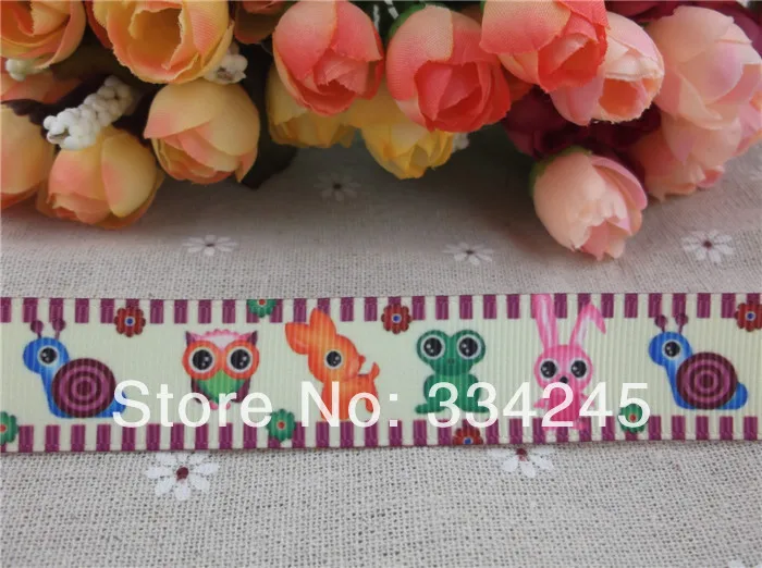2013 Новое прибытие 7/8 ''(22 мм) Сова Лягушка Улитка напечатанная grosgrain лента