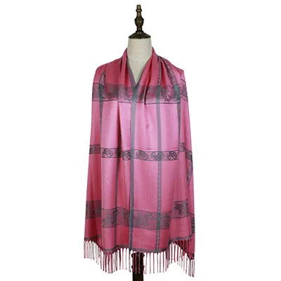 pink Жаккардовые накидки из пашмины, искусственный шелк, Пейсли, плед, женские накидки, шали, шарфы, Женский палантин, тканые шарфы, шарфы для девушек - Цвет: pink