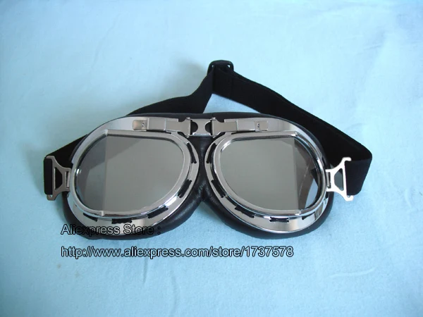 Free Shipping WWII Goggles UV Bevel Silver Lens Vintage Pilot Eye wear Glasses Moto T-08 Sunglasses #14 | Аксессуары для одежды