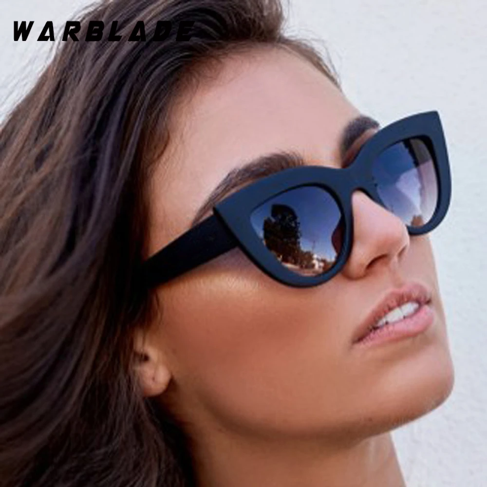 Модные солнцезащитные очки кошачий глаз WarBLade 2018 женские роскошные брендовые