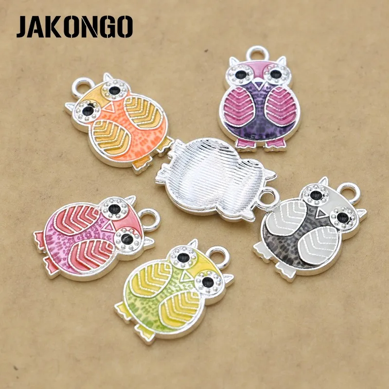 Посеребренные эмалированные подвески в виде совы 6 шт./лот Подвески для