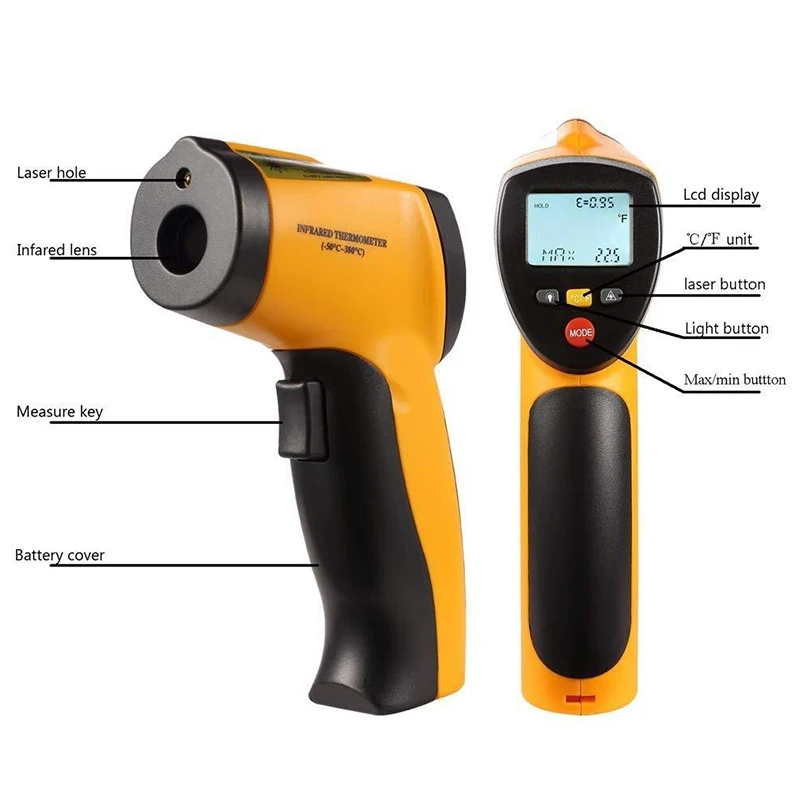 Цифровой Инфракрасный термометр Бесконтактный лазерный температурный пистолет