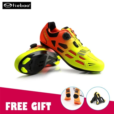 1259A orange TIEBAO/Обувь для велоспорта; sapatilha ciclismo; кроссовки для шоссейного велосипеда; дышащие; Pro; самозакрывающиеся; bicicleta; обувь для велоспорта; обувь для верховой езды - Цвет: 1259A orange