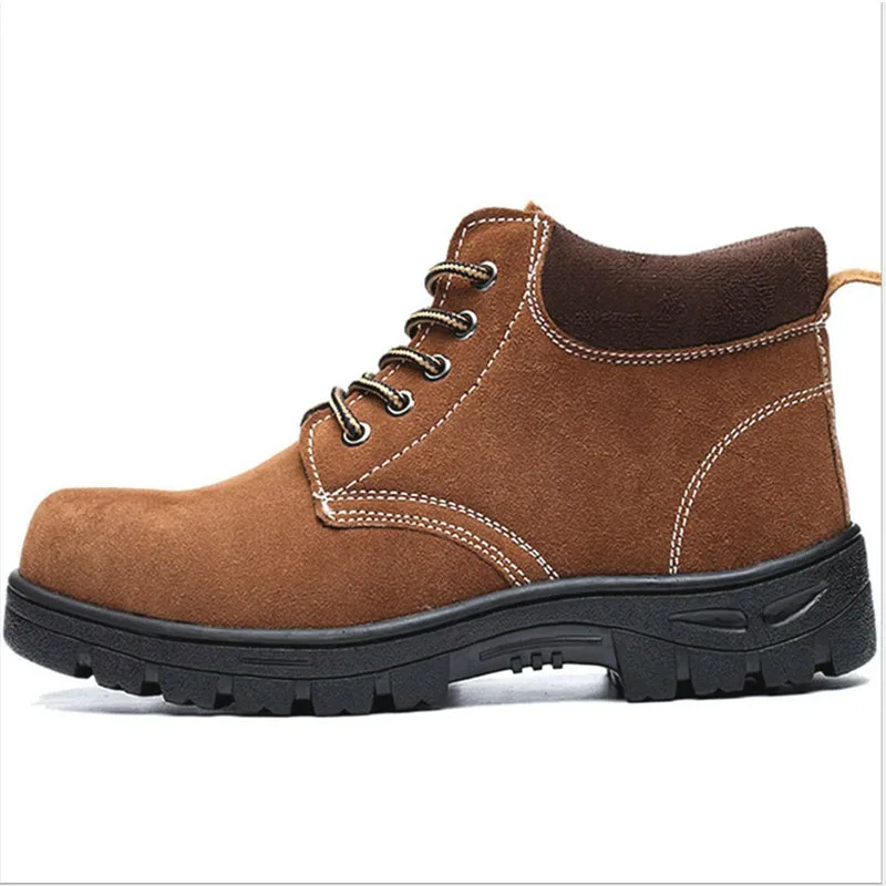Brown Safety Shoes Защитная обувь со стальным носком; мужские ботинки для работы; Мужская водонепроницаемая обувь; зимняя износостойкая обувь; размеры 12; YXZ013 - Цвет: Brown Safety Shoes