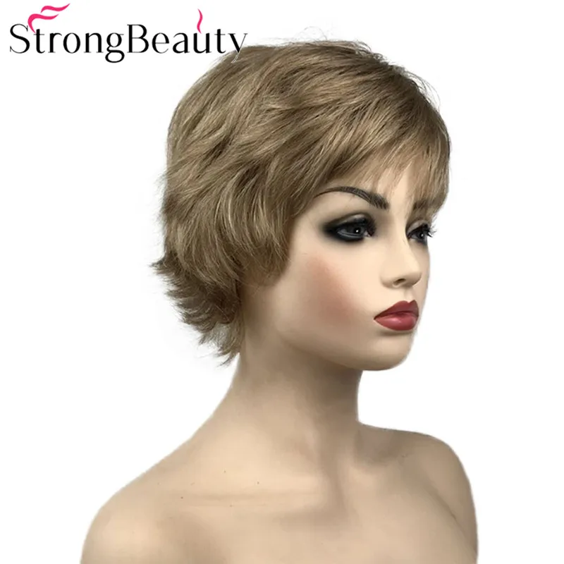 StrongBeauty синтетический короткий прямой парик для женщин пушистый натуральный