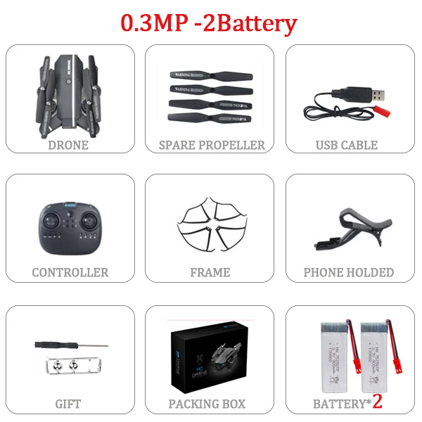 0.3MP-2B 2MP Квадрокоптер с дистанционным управлением Drone HD Камера WI-FI FPV мини складной карманный Дрон для селфи с удержания высоты 6-Axis бесплатный подарок - Цвет: 0.3MP-2B