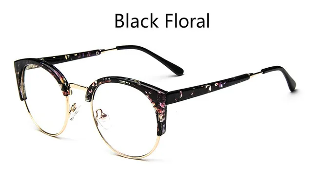 Black Floral Дешевые прозрачная Оправа очков Анти-усталость для кошачьих глаз мужские очки женские Oculos De Grau Masculino винтажные очки - Цвет оправы: Black Floral