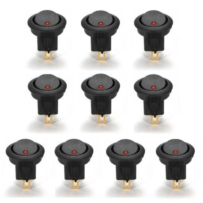 10x 16A 12 V Светодиодный точечный свет автомобиль Лодка Водонепроницаемый круглый Кулисный переключатель выключатель светодиодный фонарь рычажный Переключатель ВКЛ/ВЫКЛ черная кнопка# y4