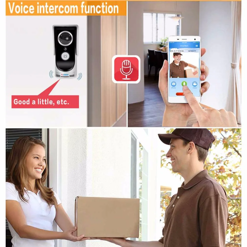 Wi-Fi Видеодомофоны Беспроводной видео двери телефон обнаружения движения 720 P