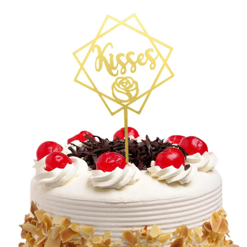 

Фигурки для торта, флаги, поцелуи, с днем рождения, для детей, золотой, черный, акриловый, для кексов, для свадьбы, невесты, вечерние, для детск...