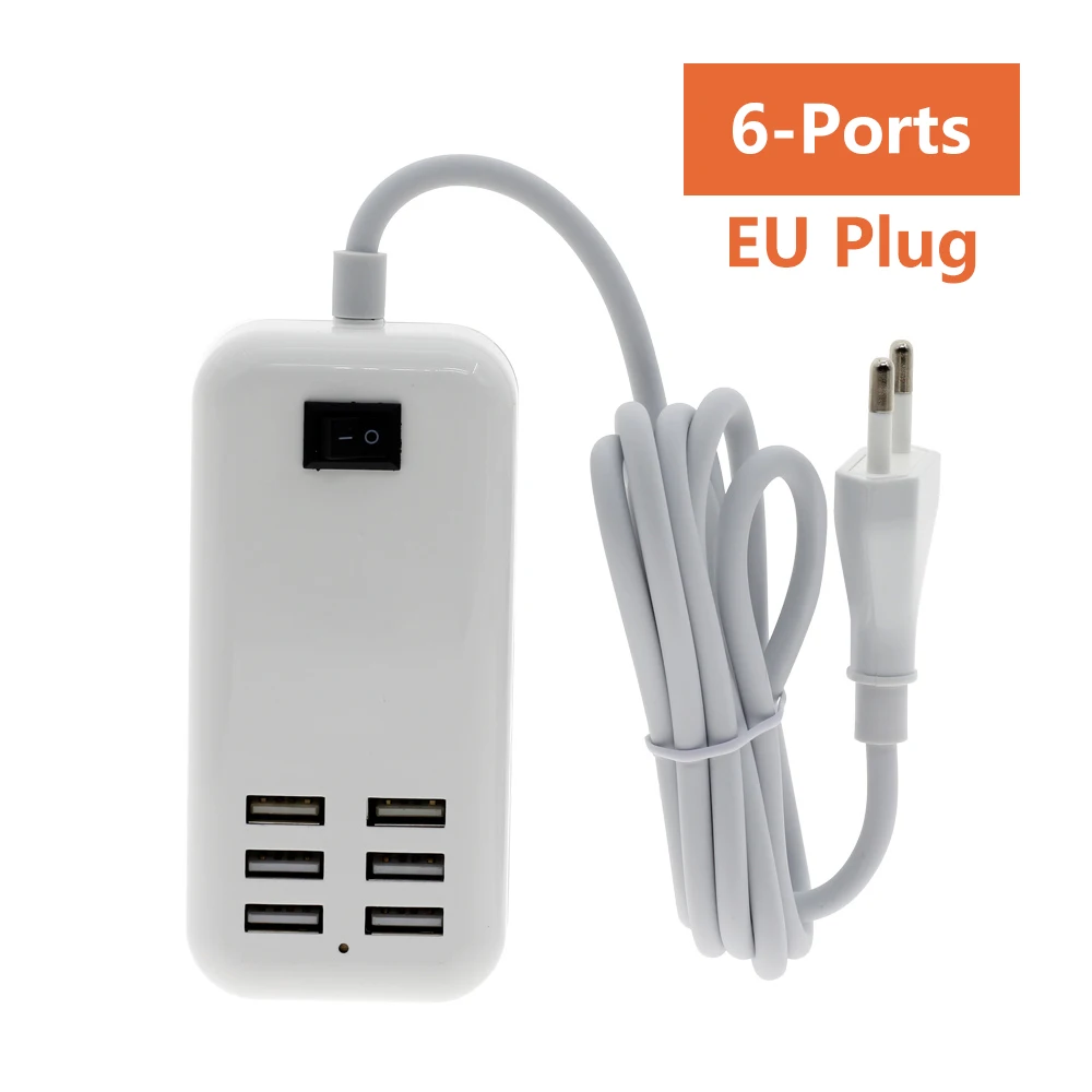 6USB EU DC 5V 2A USB Питание адаптер штепсельная вилка европейского стандарта/США Plug Универсальный Зарядное устройство 1/2/3/6 Порты - Цвет: 6USB EU