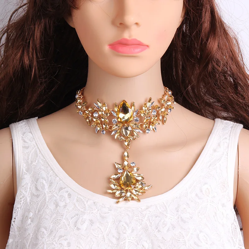 

Long Pendent Large Necklace Maxi Women CHEAP Fashion Jewelry Collares Statement F1009 with Rhinestones Bohemian 4 Colors
