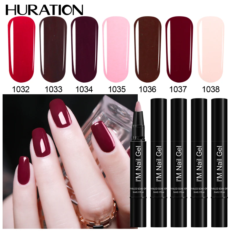 Huration 3D ногтей Pen Brush один шаг карандаш для Гель лак Кисть не нужно База Top Coat УФ