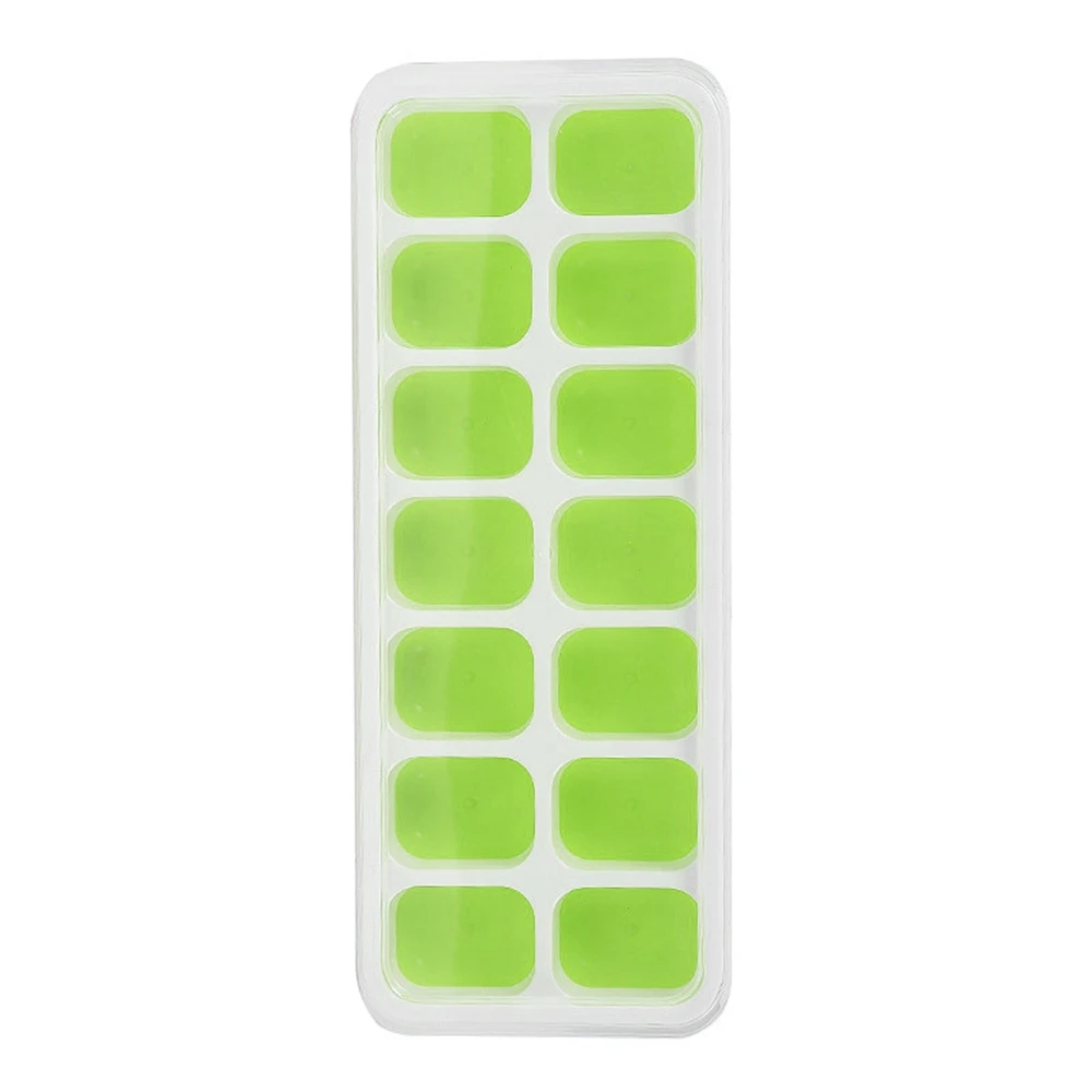 Green 14 grid Силиконовые прямоугольные круглые алмазные формы для кубиков льда лоток для льда с крышкой для морозилки мороженое вечерние виски Коктейльные холодные напитки - Цвет: Green 14 grid
