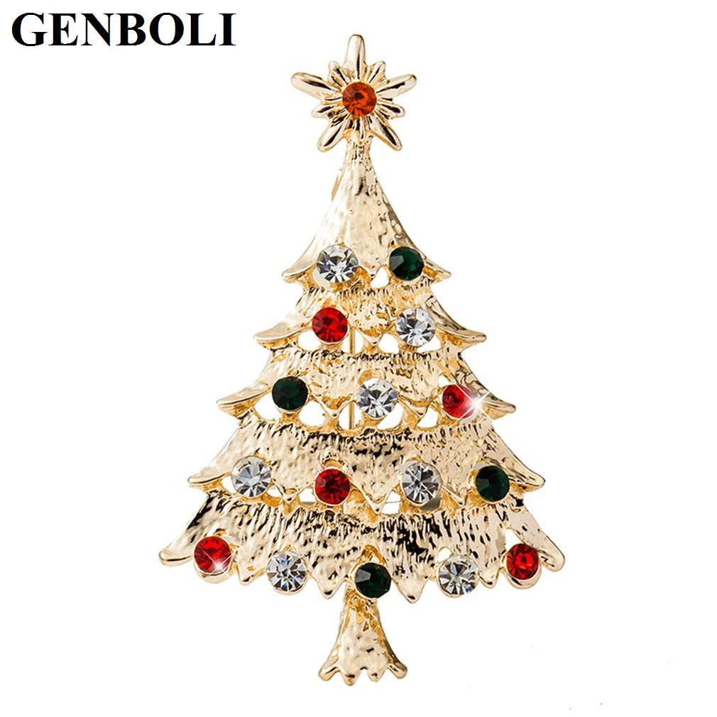 Модная женская эмалированная брошка в виде рождественской елки кристалла и