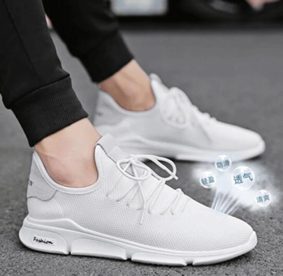 Spring and Autumn New Sports Shoes Men's Fashion Wild White Running Mesh Breathable Wearable Lightweight | Обувь