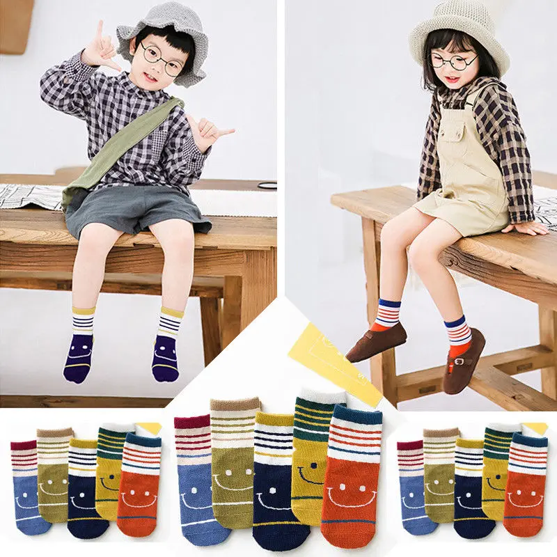 Модные носки для мальчиков и девочек 5 шт. в упаковке новинка милые хлопковые