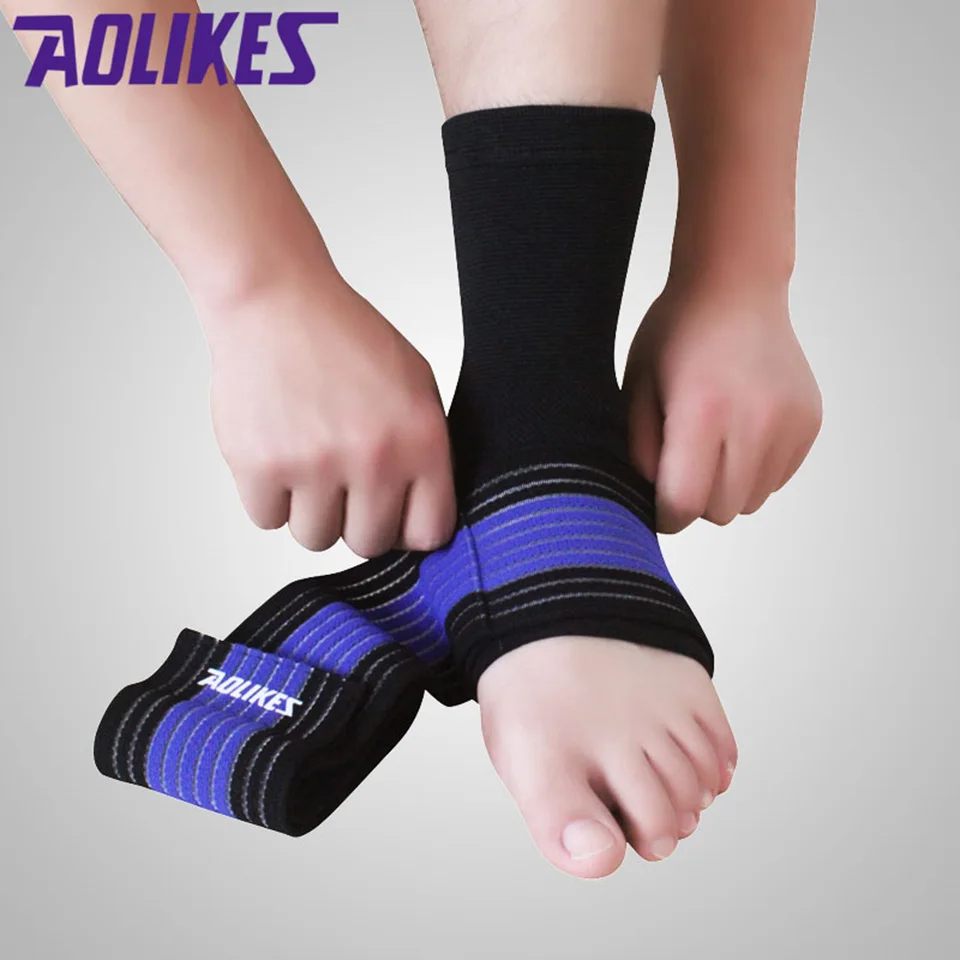 AOLIKES, 1 шт., эластичная Спортивная Повязка для поддержки лодыжки, для фитнеса бега баскетбола - Цвет: Black
