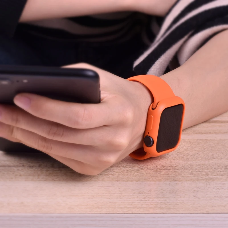 Для iWatch Мягкий силиконовый чехол для часов+ ремешок для часов бампер для Apple Watch 4 3 2 1 38 мм 40 мм 44 мм 42 мм крышка резиновый ремешок для часов