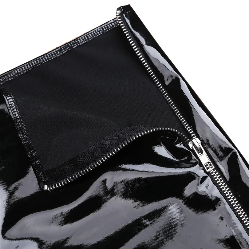 Черные мужские блестящие Wetlook лакированная кожа боковая молния хит продаж