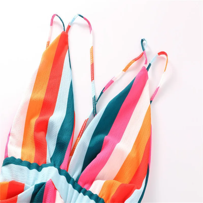 Модное женское платье без рукавов в стиле бохо с глубоким V-образным вырезом и