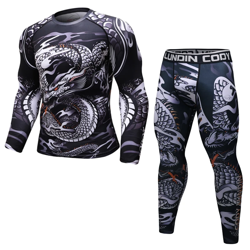 Новый бренд UFC MMA тренировки компресс Мужская футболка с длинными рукавами BJJ 3D