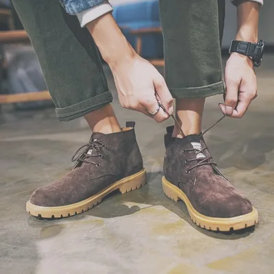 Shoes Boots Men's 2018 New Retro Thick Bottom Tide Leather British Short Fall Leisure High Help Tool | Обувь