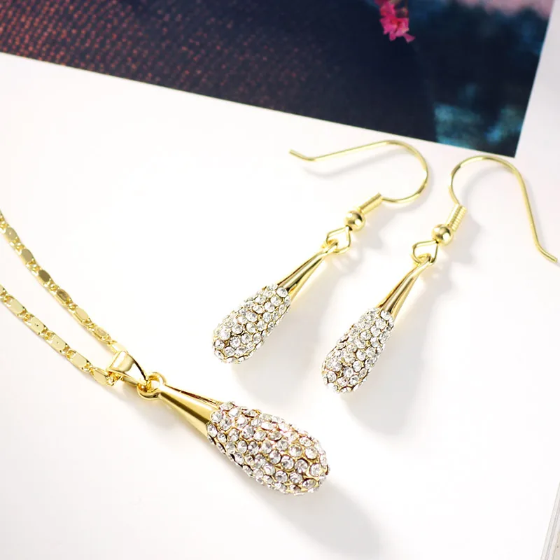 Ювелирные наборы Neoglory Стразы с эффектным ожерельем и серьгами для женщин 2020