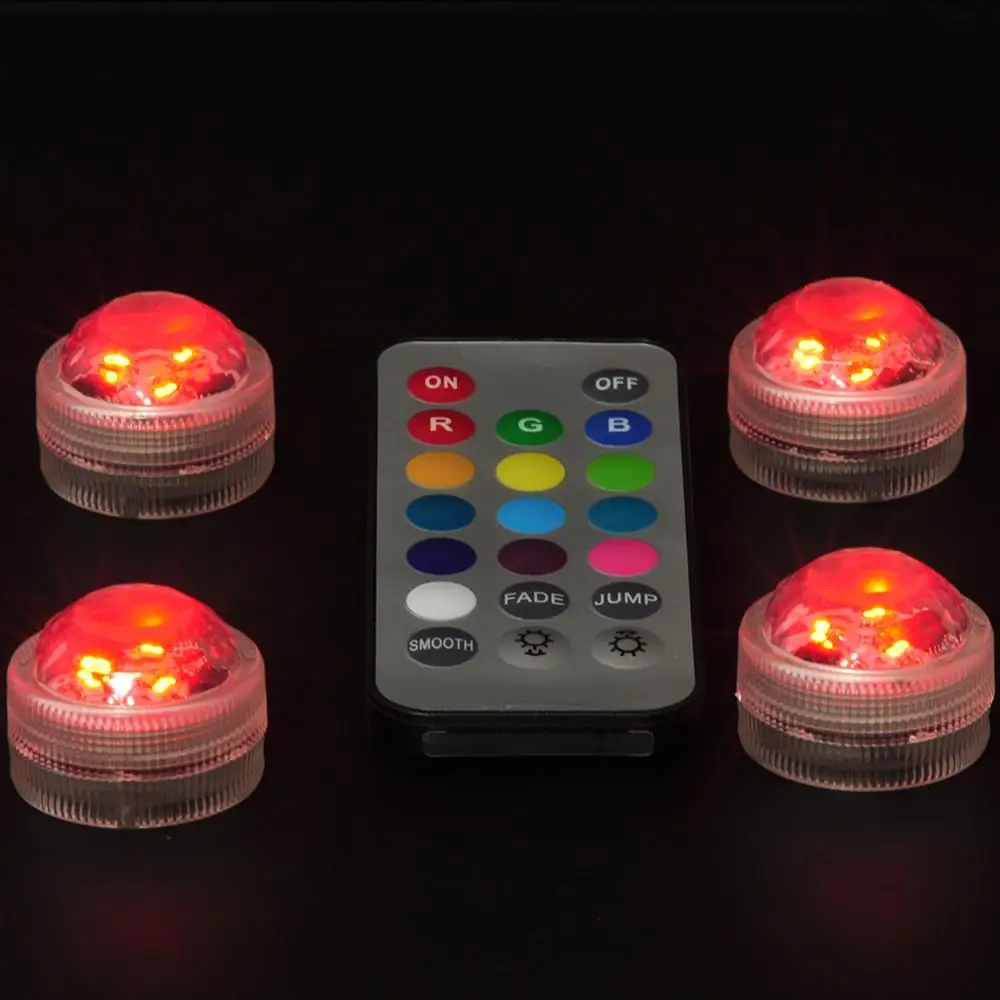 Погружной светодиодный светильник 3 см теплый белый RGB разноцветный аккумулятор