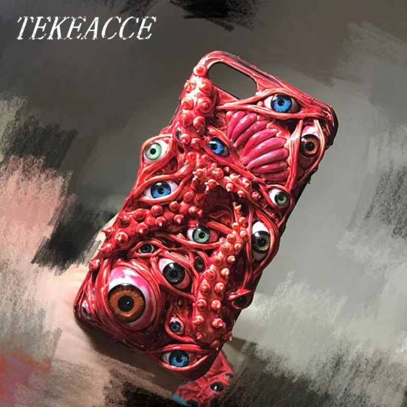 Harajuku серии ужас холодный красный глазного яблока Осьминог чехол для iPhone 6 6S Plus 7