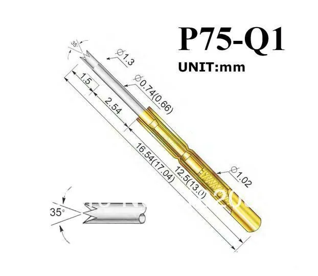 

FREE SHIPPING 100PCS/LOT P75-Q1 Dia 1.02mm 100g Spring Test Probe Pogo Pin