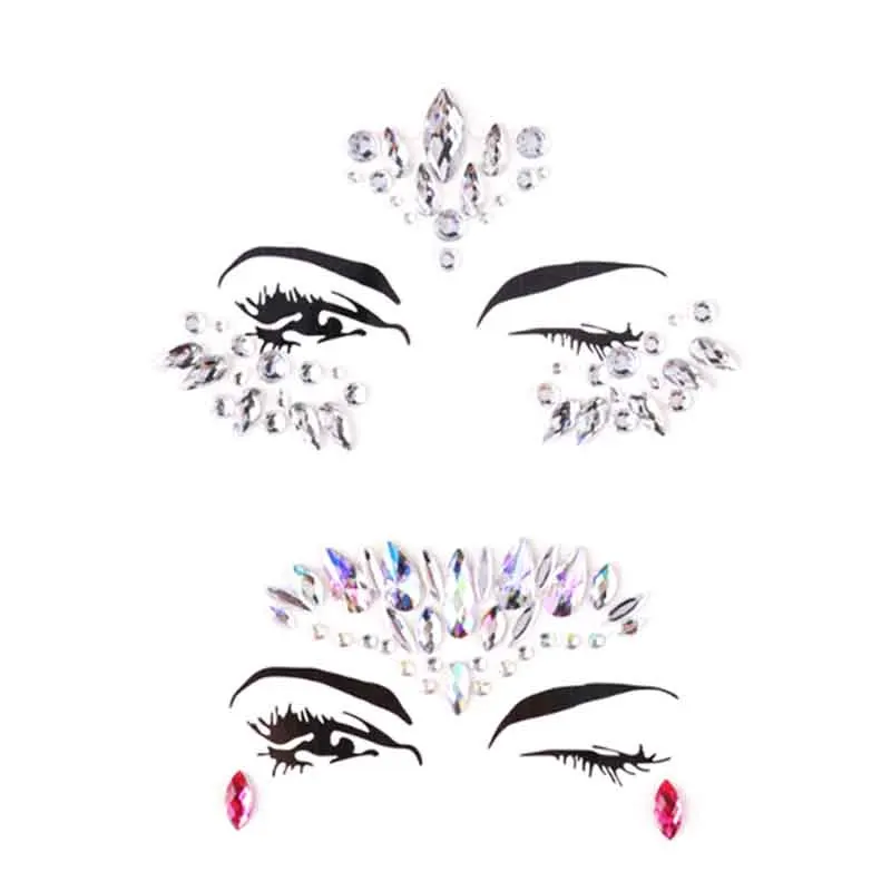 6 шт. наклейки для лица с блестящими стразами и кристаллами временные татуировки